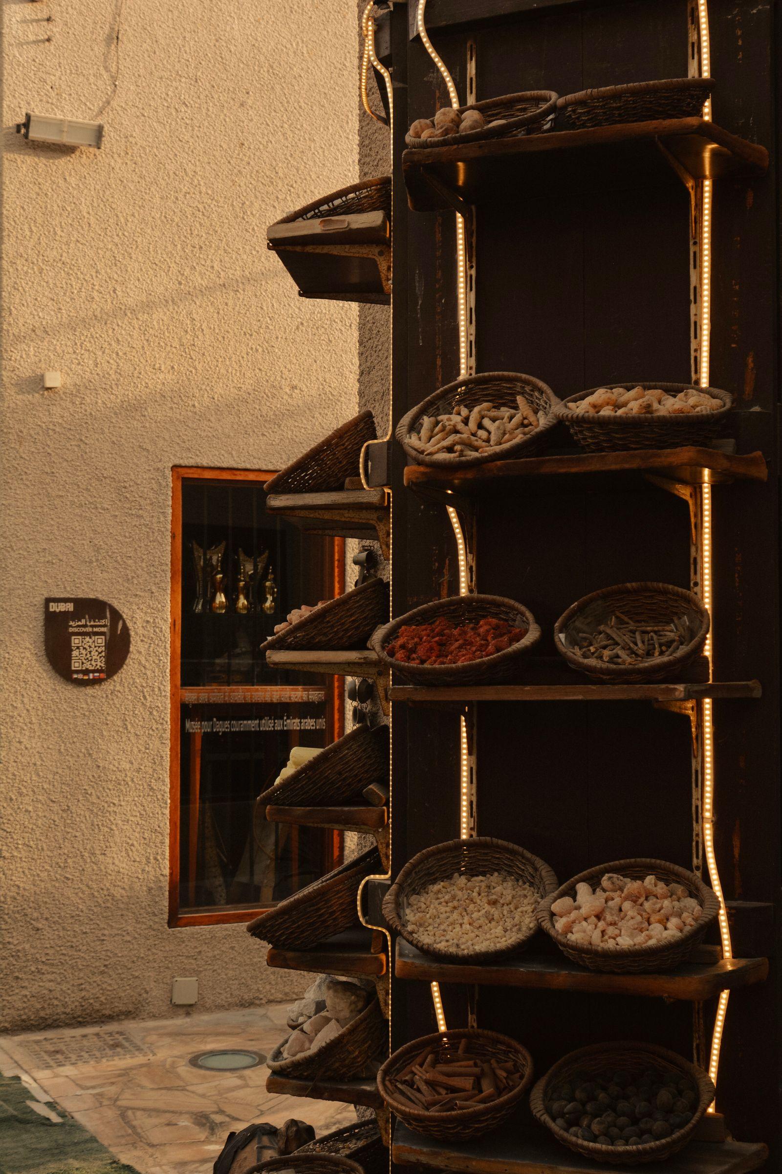 Spice baskets at a Dubai souq