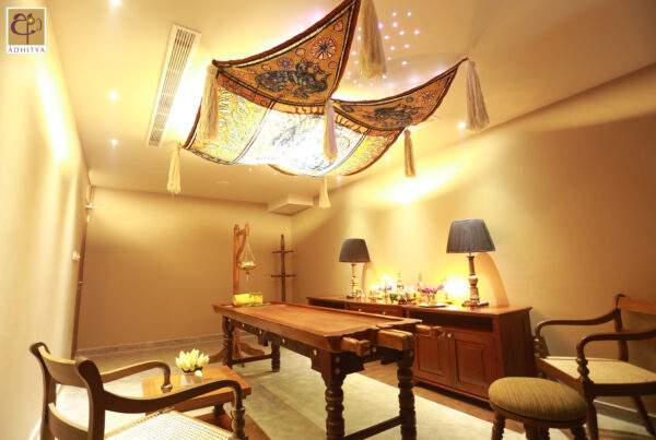 Experience holistic healing in our tranquil Ayurveda treatment room at Adithya Wellness Resort, Sri Lanka — where ancient therapies like Panchakarma and Shirodhara restore balance and well-being.