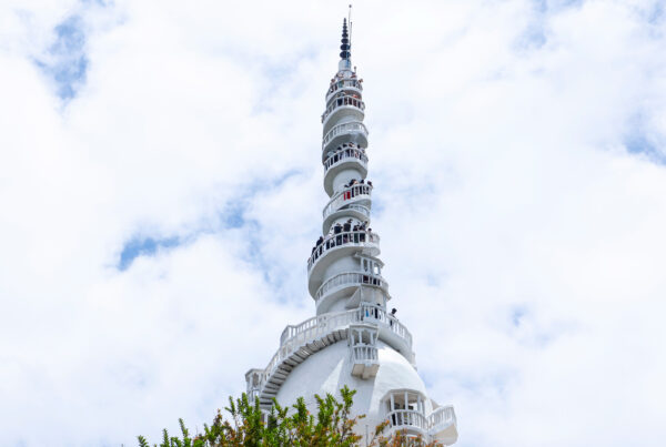 The iconic white Ambuluwawa Tower in Gampola