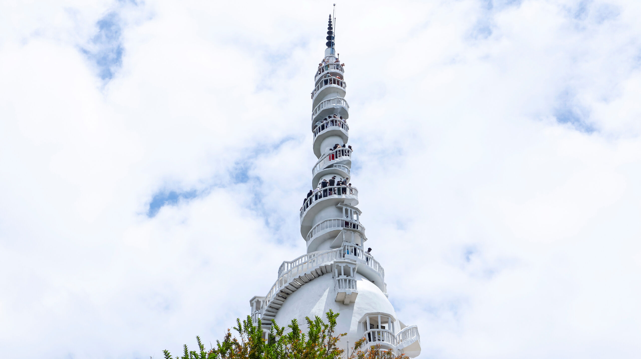 The iconic white Ambuluwawa Tower in Gampola